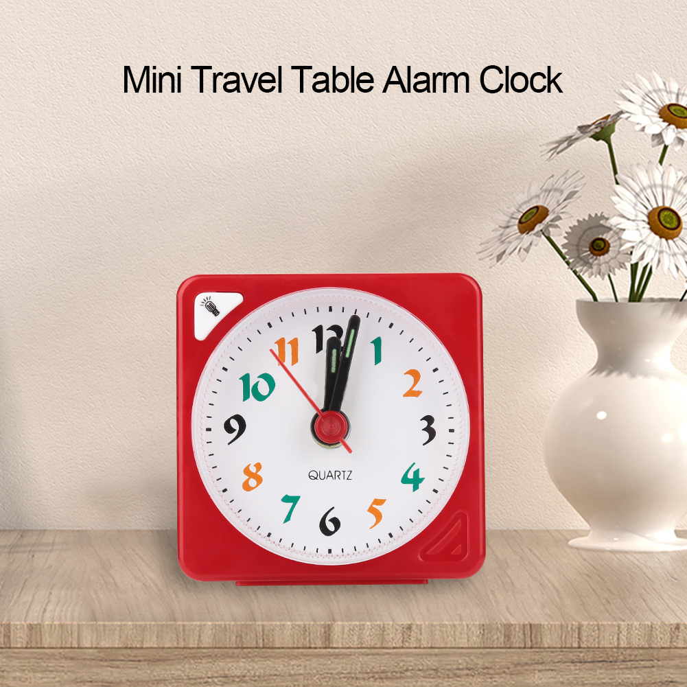 Mini Travel bảng đồng hồ báo thức thạch anh đèn LED với chức năng báo lại hoạt động bằng pin