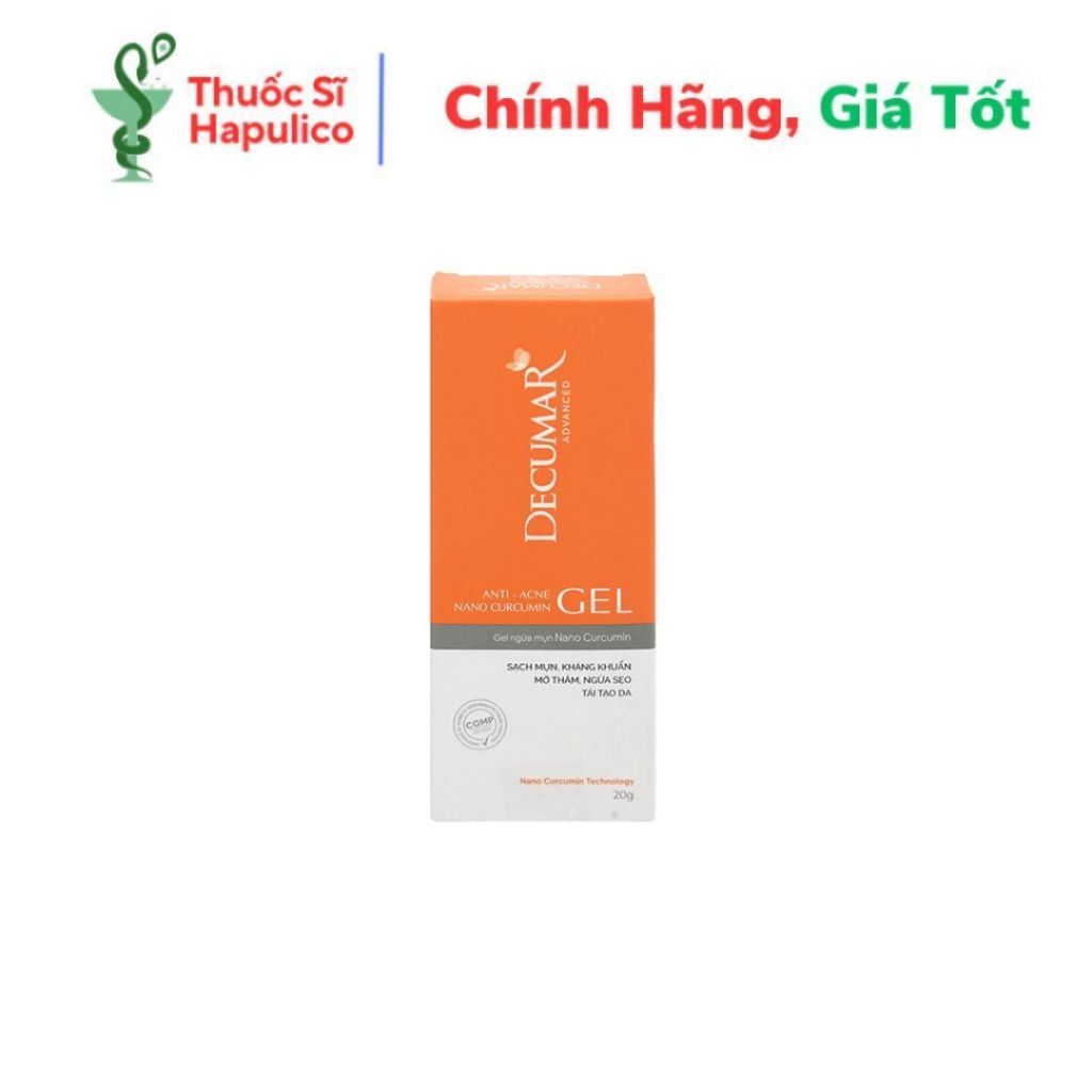 ɡel Nano Curcumin Decumar ngừa mụn, mờ thâm sẹo tuýp 20g