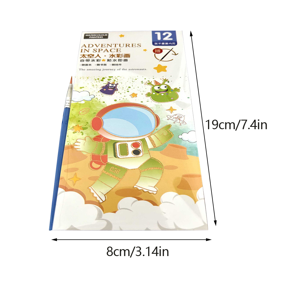 SF Portable Watercolor Painting Book 12 Sheets Coloring Book With Paint Brush Gouache Book Kids Graffiti Picture Drawing Stationery. 