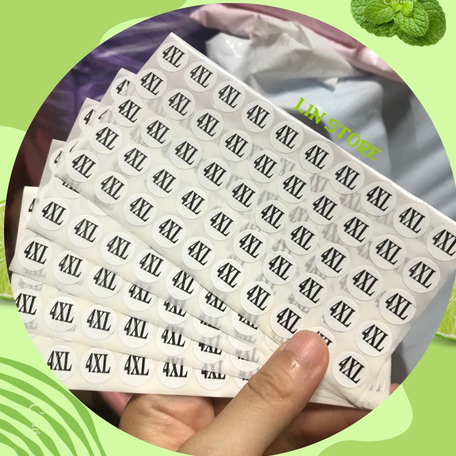 [10 Tờ/ 1 Size] - Tem Size Dán Quần Áo Từ XS Đến 5XL