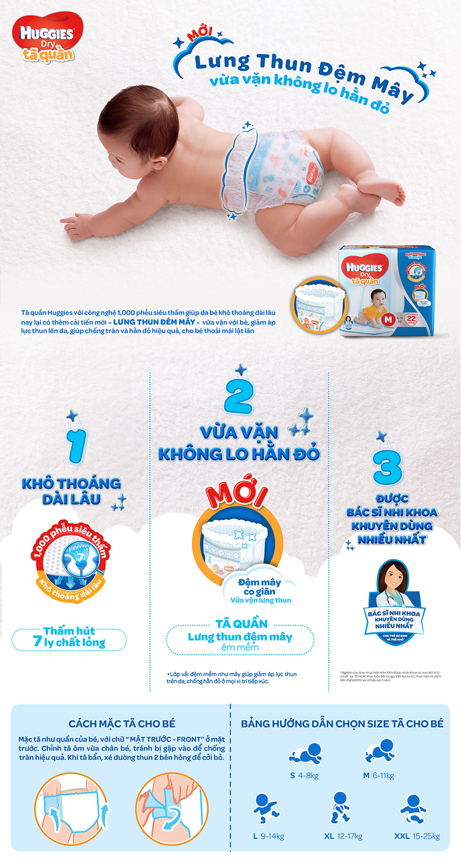 Tã Dán Huggies Dry Size M76 Miếng (6-11kg)