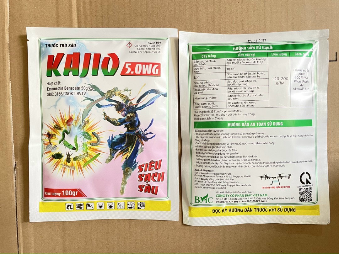 Thuốc trừ sâu Kajio 5WG- 100gr- Siêu sạch sâu, sâu tơ, sâu xanh, bo trĩ,