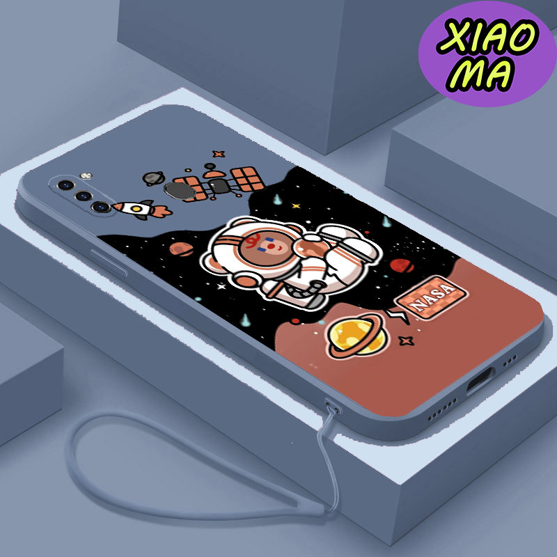 For Samsung A11 CellPhone Case Cute Bear Universe Moon Pattern Candy Color Phone Case