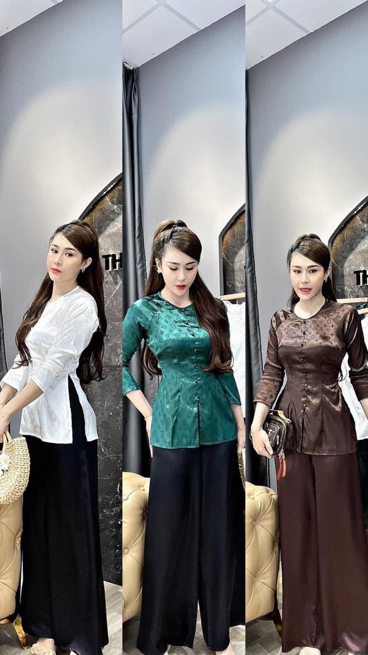 ÁO BÀ BA GẤM IN CHỮ L.V