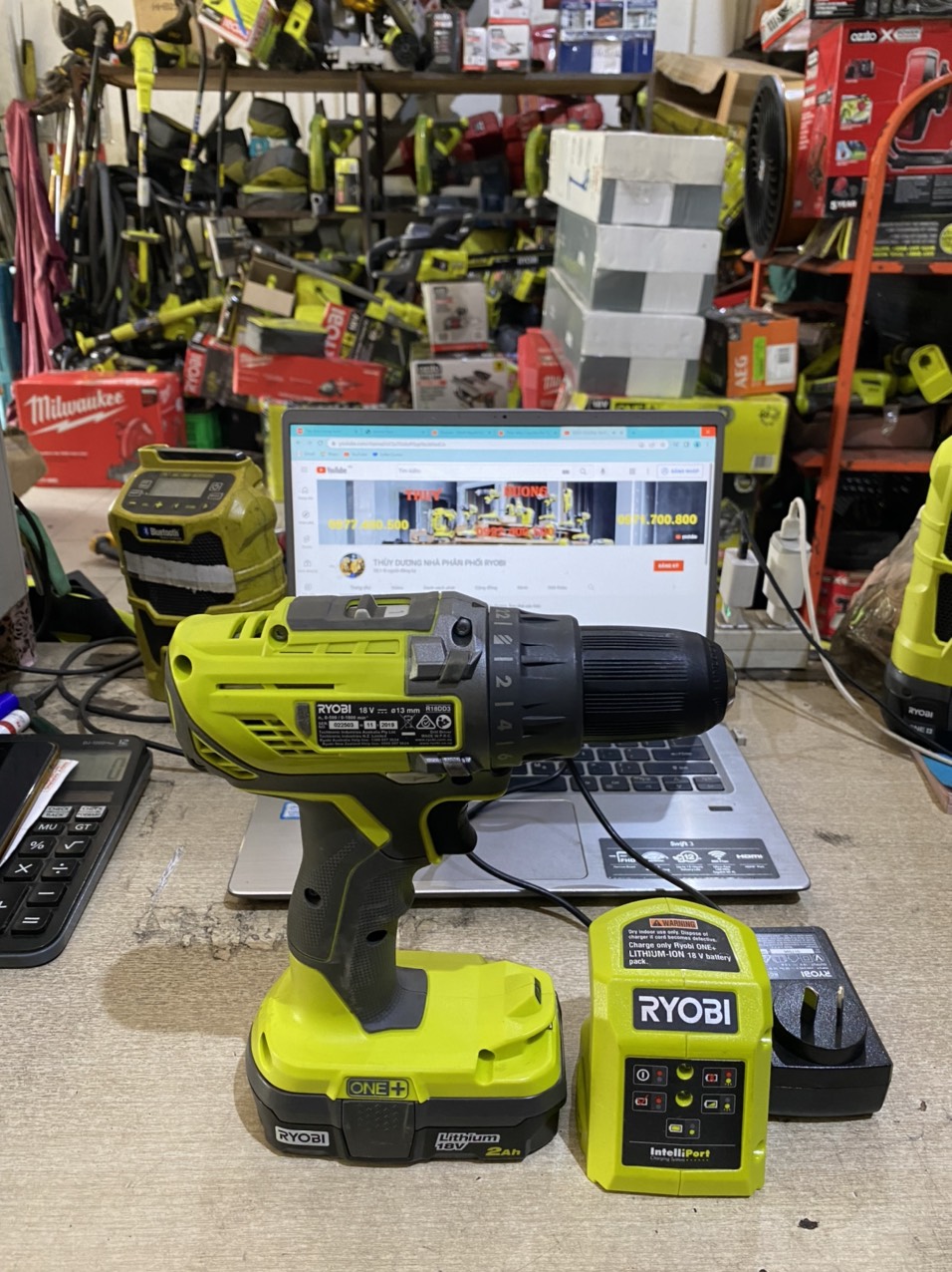 SET KHOAN RYOBI, PIN 2AH VÀ SẠC