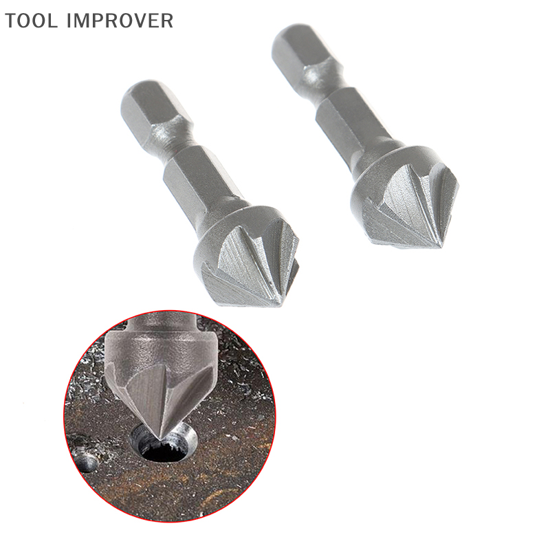 TOOL IMPROVER 6 Flute Countersink Drill Bit Chamfer Cutting Woodworking Tool hexagon handle