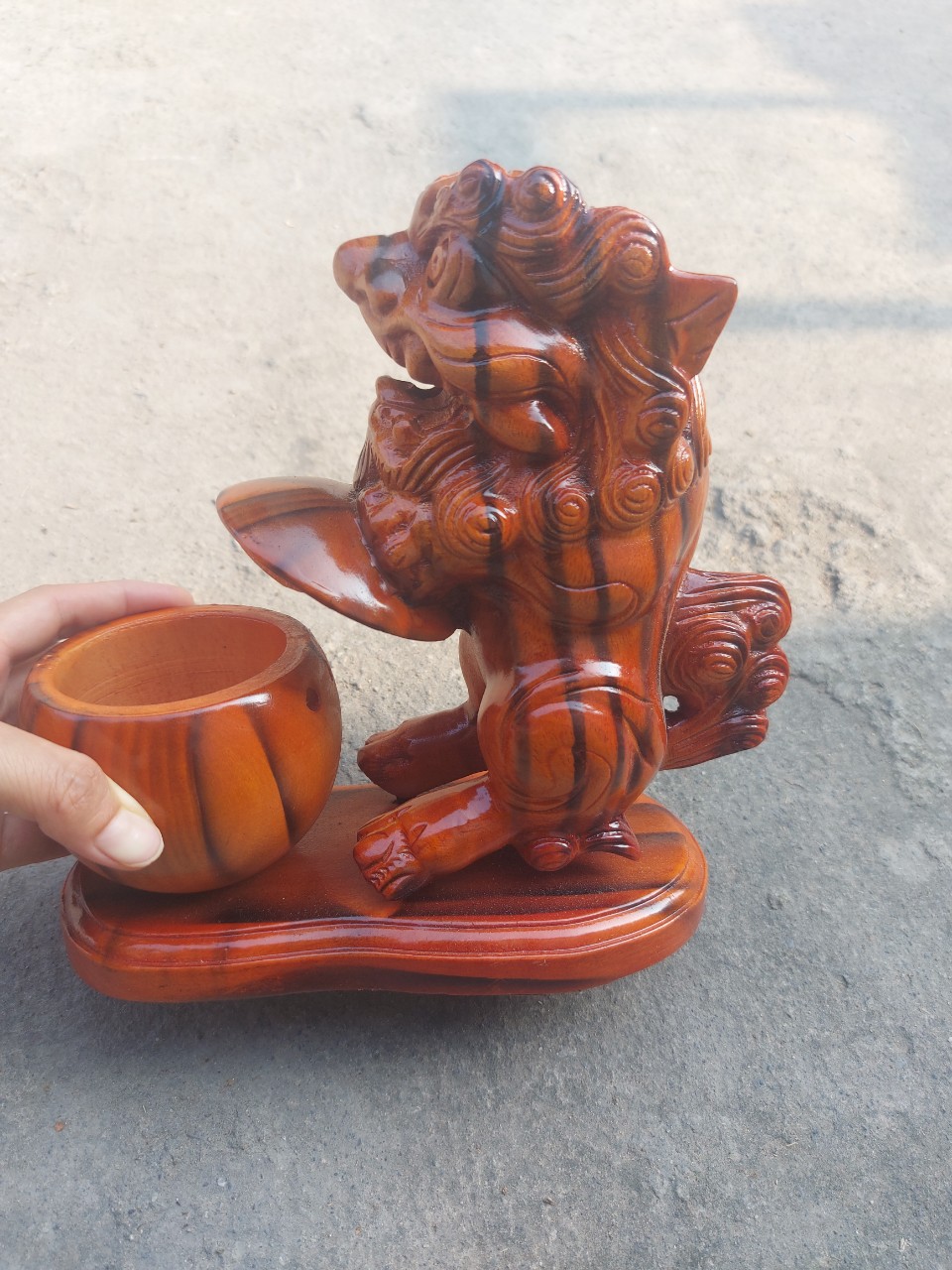 Gạt tàn gỗ xà cừ cao cấp vân đẹp - Cao 20cm