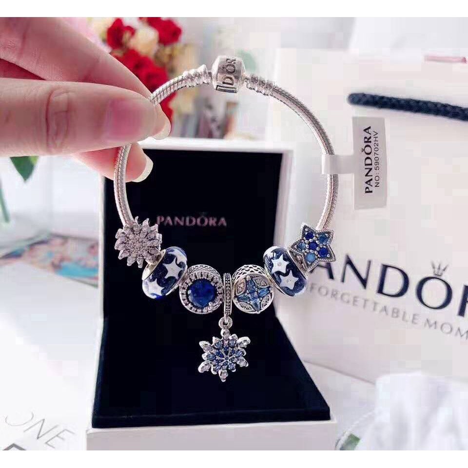 Bộ vòng tay pandora mạ bạc s925 đính bong bóng lãng mạn thanh lịch làm quà tặng cho bạn gái/sinh nhật fdd66