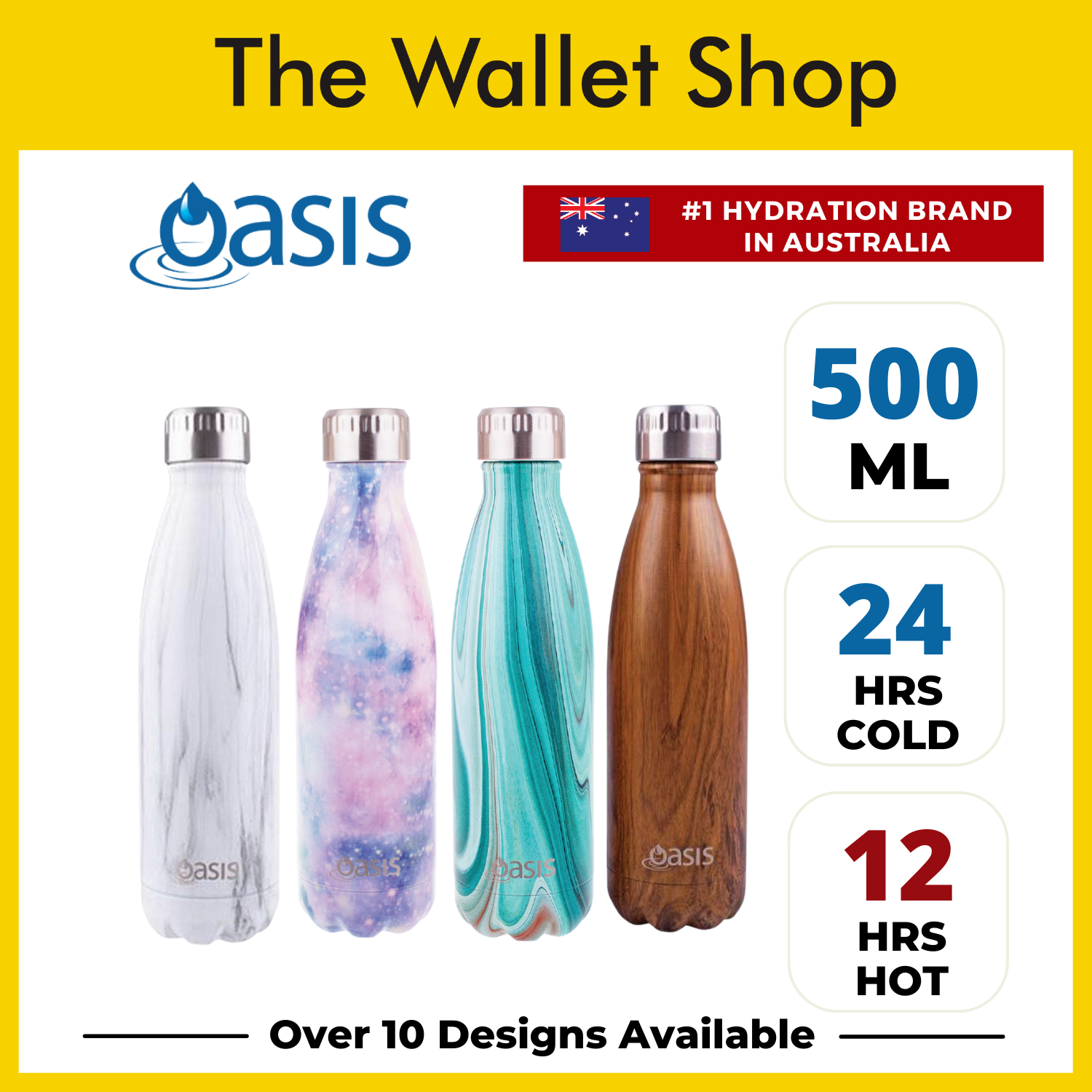 Oasis Stainless Steel Insulated Water Bottle 500ML (Pattern