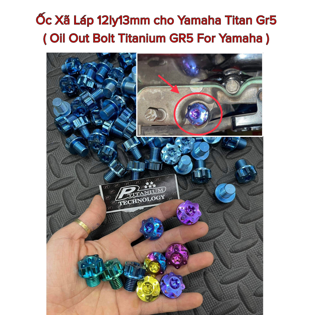 Ốc xã láp yamaha 12li*13mm , oil out bolt m12 for yamaha