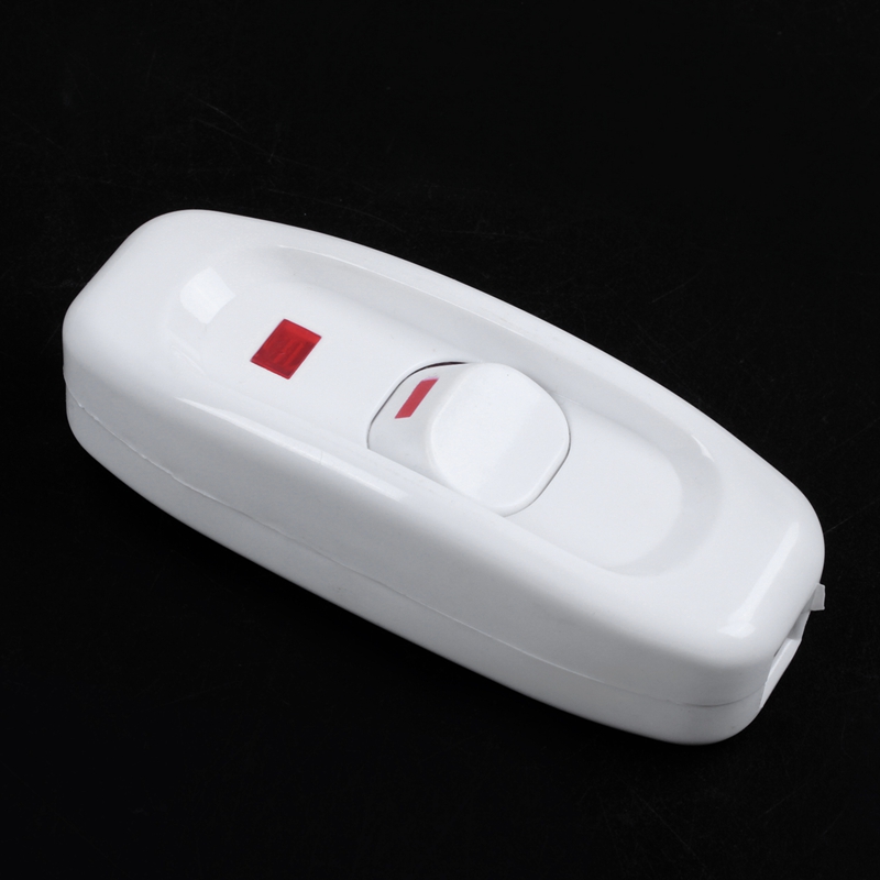 Compact White Plastic In-line Cord Light Lamp Switch