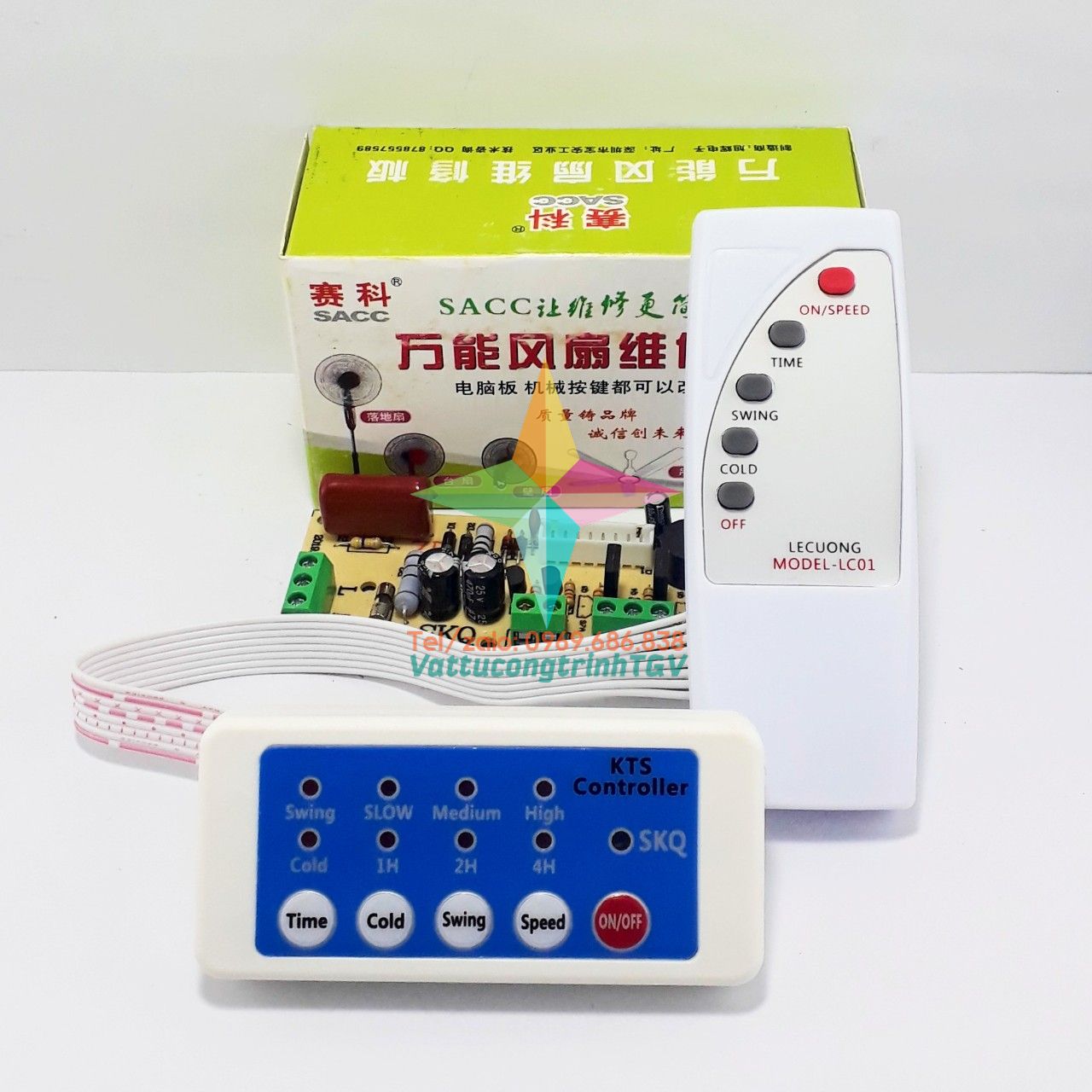 Bộ mạch SKQ điều khiển + phím cơ dùng cho quạt điều hòa hơi nước