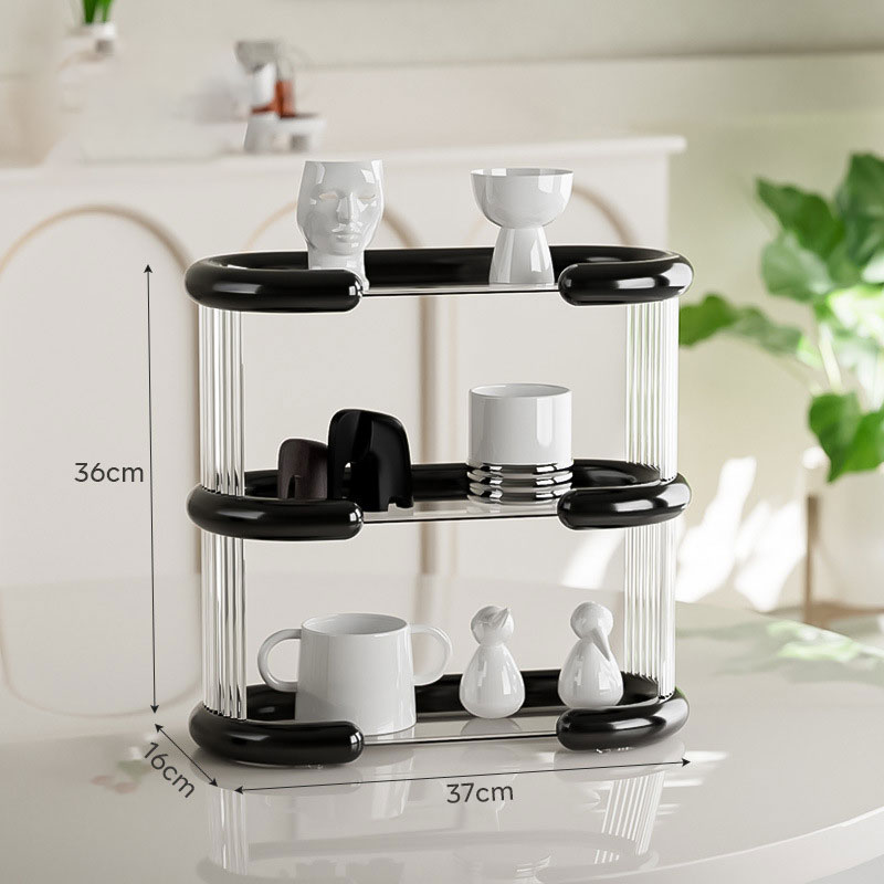MUSHIQI [Miễn Phí Vận Chuyển]Kệ lưu trữ cốc, Đồ giữ cốc hai lớp, kệ lưu trữ Bộ ấm trà, khay gia dụng, mặt bàn, cốc đựng nước, cốc