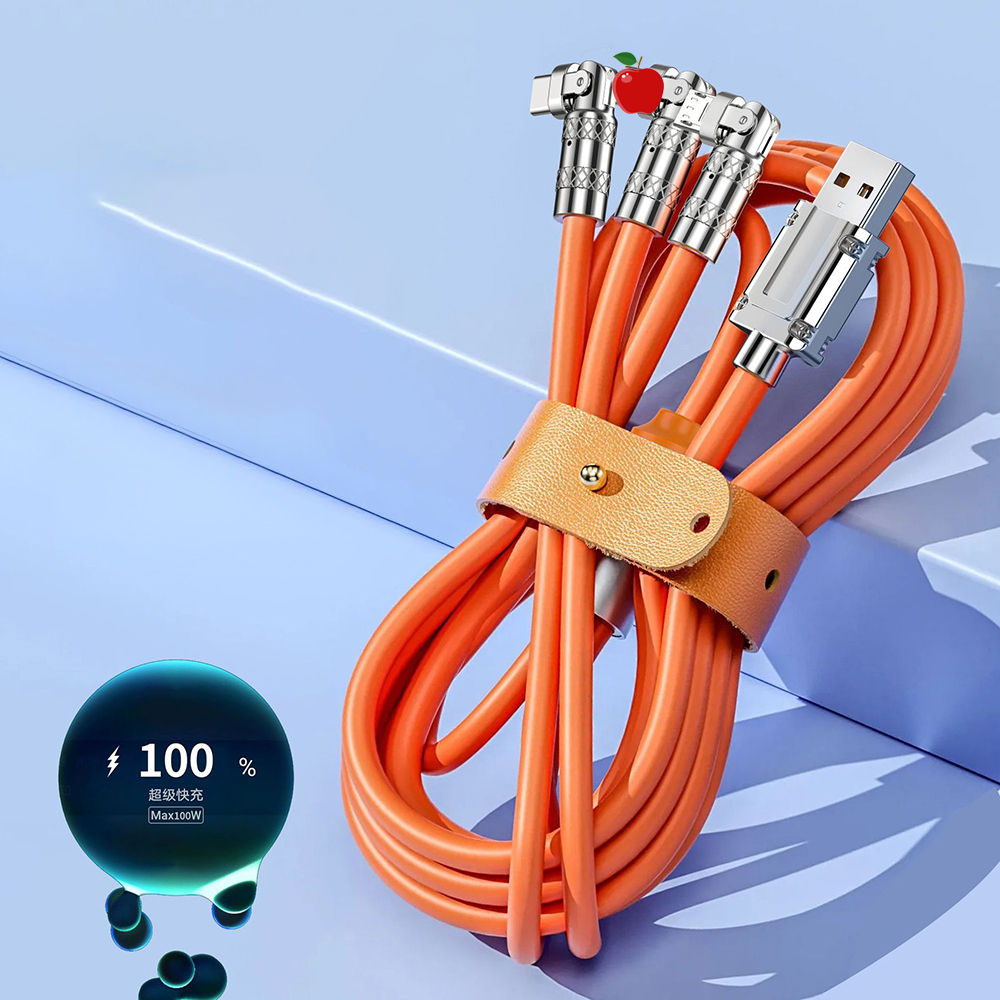 sanhe 120W 3 In 1 Fast Charging Cable for Game Charger Data Cable Liquid Silicone USB Line