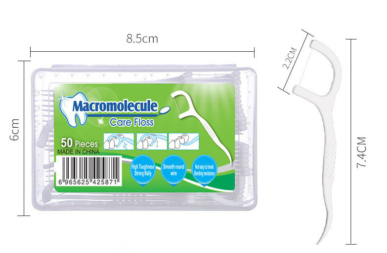 Hộp 50 Tăm Xỉa Răng Chỉ Nha Khoa 2 Đầu Macromolecule