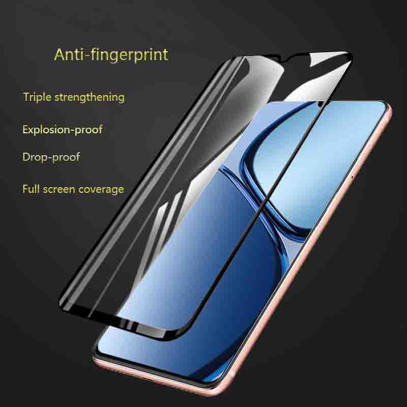 (2PCS)Biruiqu For Realme C63 9H 2.5D Full Cover Tempered Glass Screen Protector Film Black.