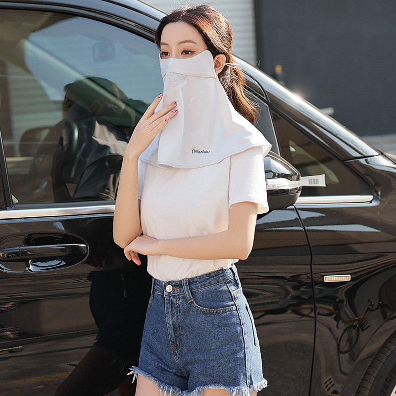 Ice silk sun protection mask, women's eye protection and UV protection neck mask, outdoor breathable sun protection mask