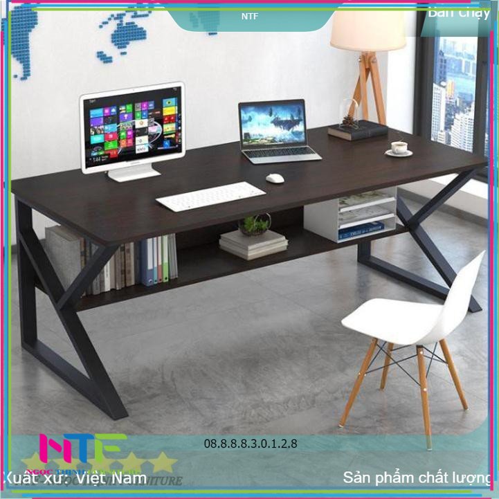 Bàn làm việc, Bàn văn phòng, Bàn, Bàn liền kệ đa năng tiện ích NTF mẫu mới 2020 NTF057(100X48x75cm)