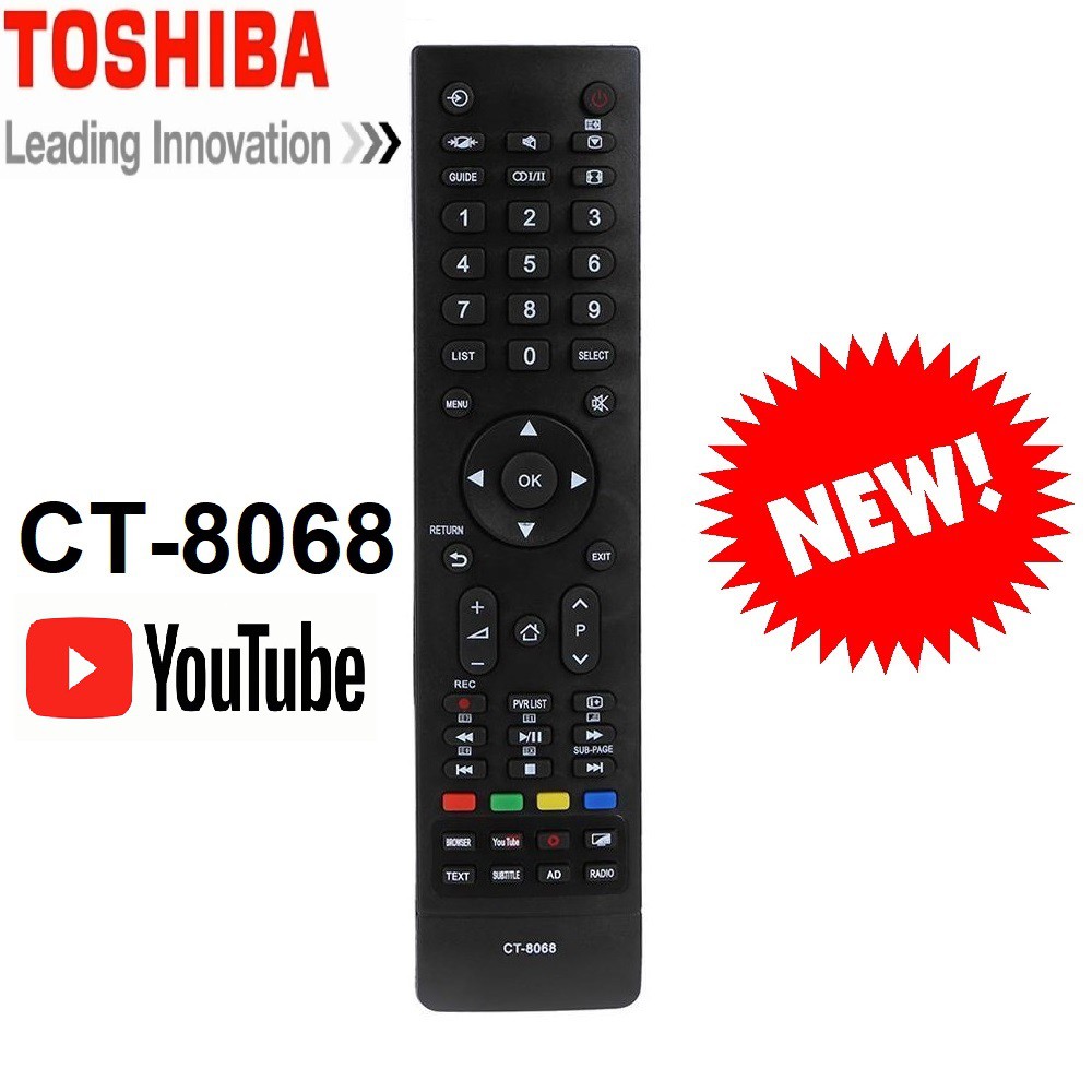 Remote điều khiển tivi toshiba smart ct-8068 có nút youtube