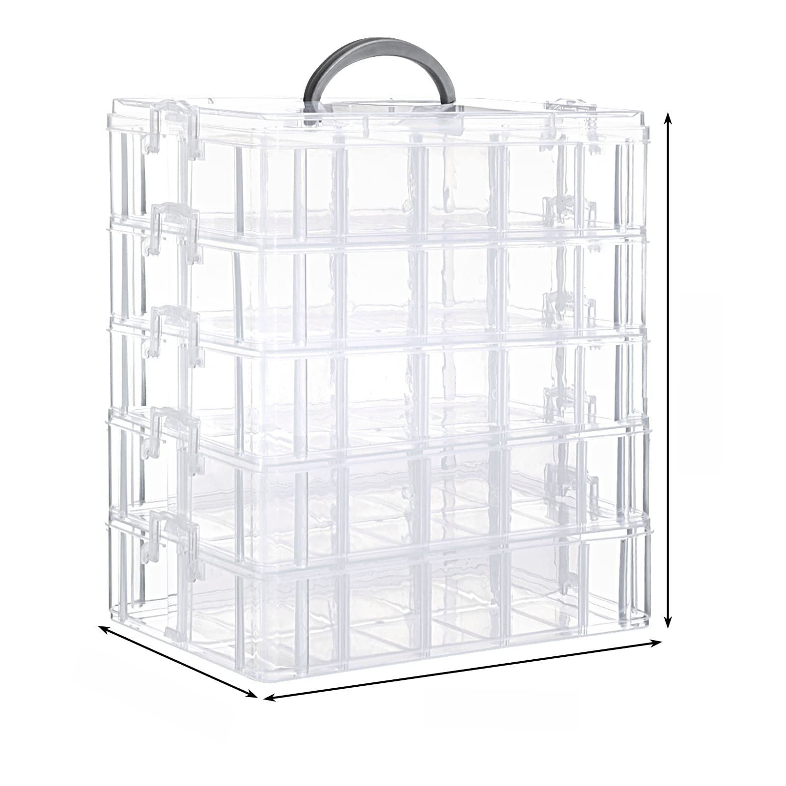 Premium Jewelry Organizer Box 4,5 layers 32,40 sections Multipurpose Stackable Box (Dimension length 9 Inches , width 6.5 Inches, height 8.5 Inches). 