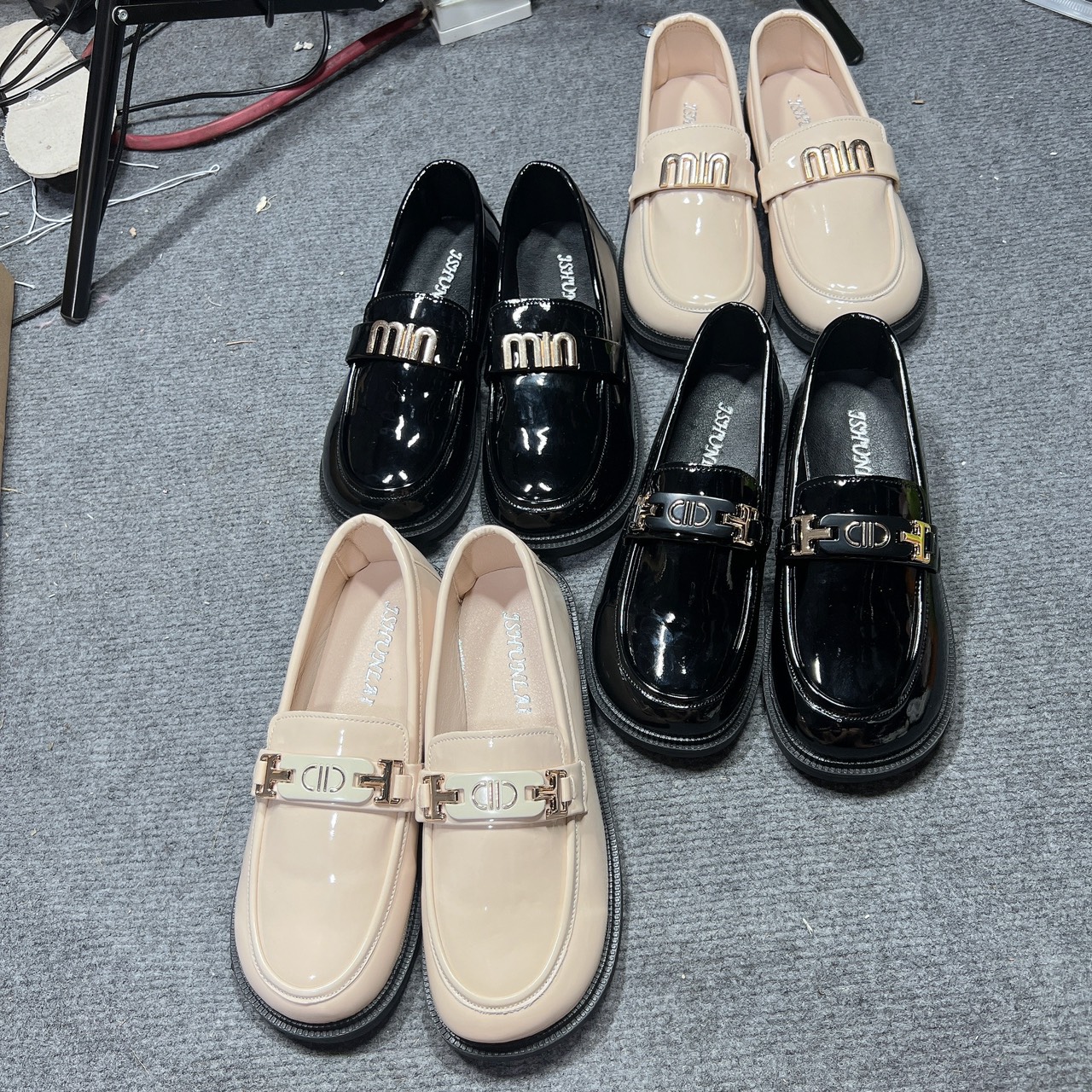 giày moca miu, giày miumiu, giày nữ da bóng mũi tròn đế cao [đế 1cm]