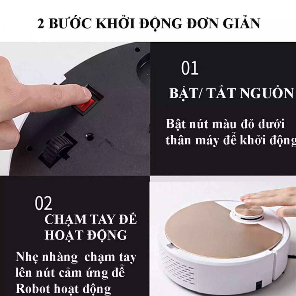 Robot Hút Bụi Lau Nhà, Máy Hút Bụi Thông Minh,Thiết kế nhỏ gọn làm sạch các vị trí khó như gầm giường ,tủ , ghế sofa