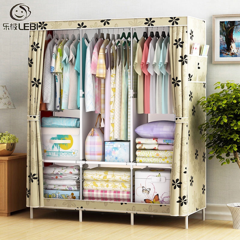 Simple Cloth Wardrobe Simple Wardrobe Reinforced Steel Frame Assembly Dust-proof Wardrobe Cloth Wardrobe Student Wardrobe