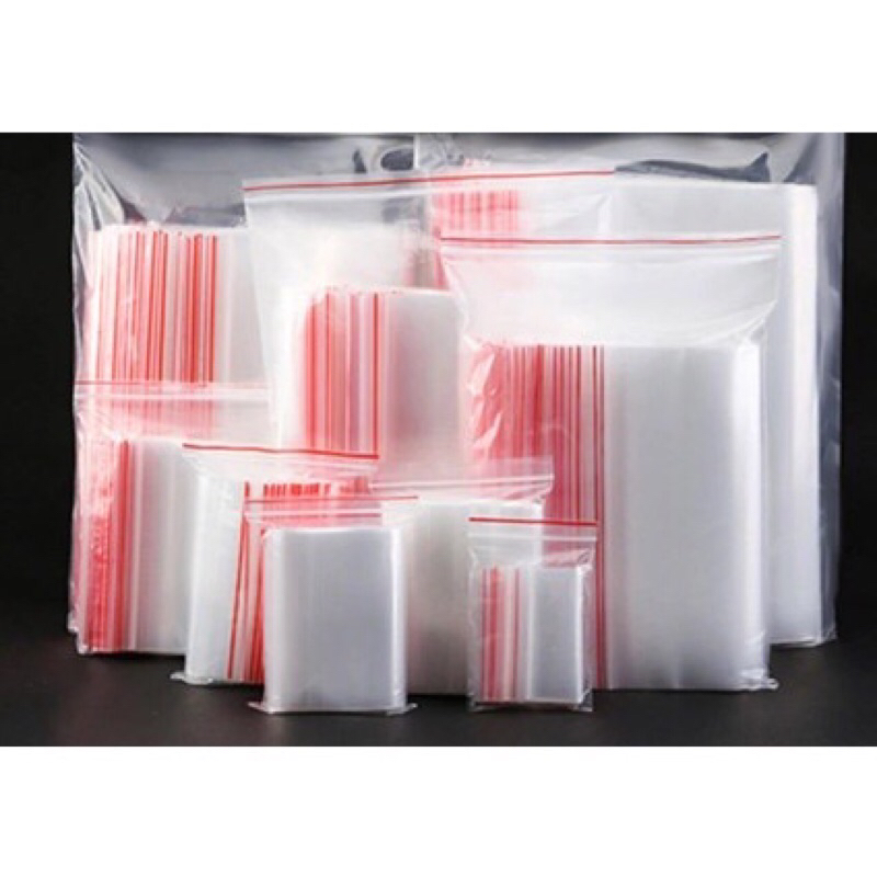 100 gram túi zip chỉ đỏ - túi zip miết mép viền đỏ đủ cỡ - sỉ rẻ hơn