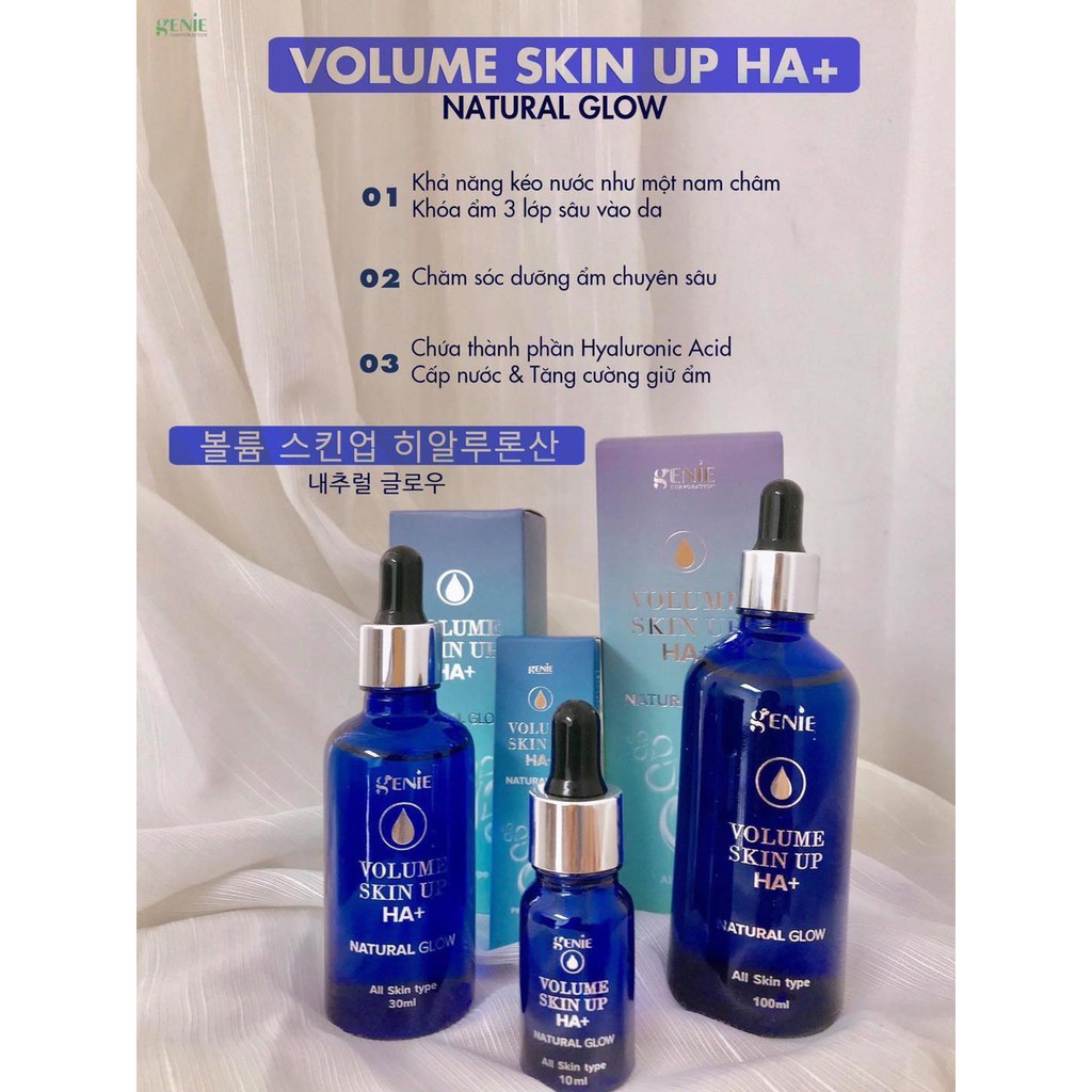 [Chính Hãng] Tinh Chất Cấp Nước Serum Volume Skin Up HA+ Genie – Dưỡng Ẩm Sâu, Căng Bóng Làn Da