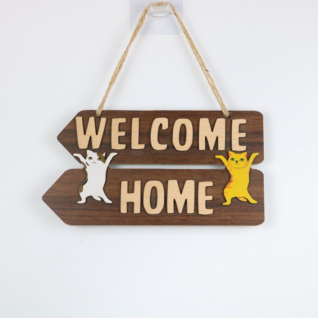 Bảng gỗ treo tường, bảng gỗ treo cửa phòng, bảng gỗ treo cửa, bảng gỗ Welcome to our home