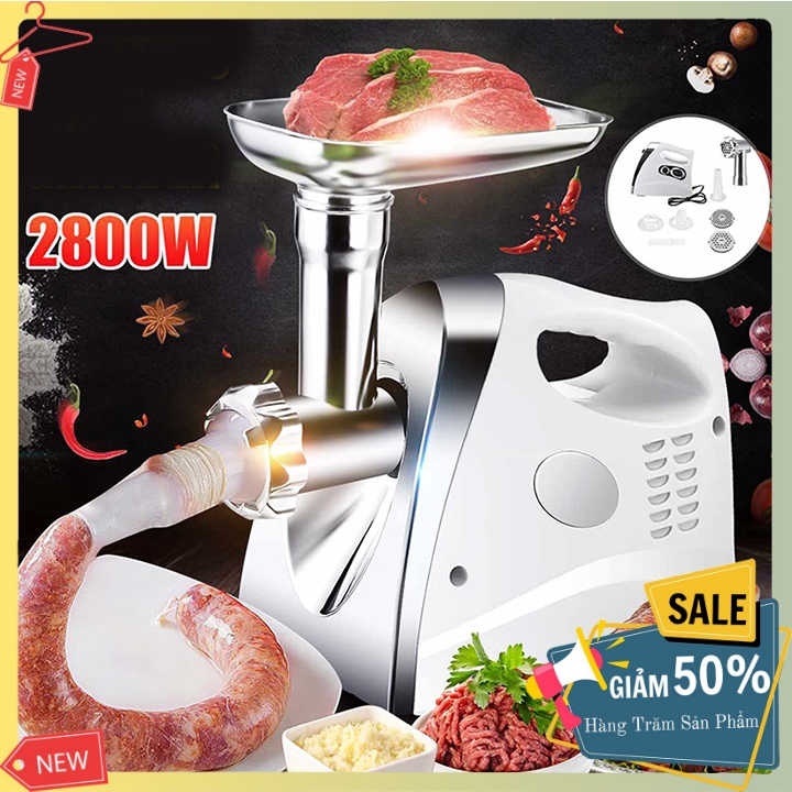 Máy nhồi xay thịt cá, máy đùn thịt làm lạp xưởng 2800W có đảo chiều