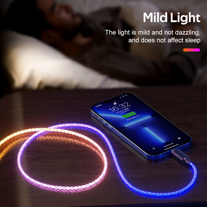 Cáp LED 6A USB Type C Đầu Kim Loại Sạc Nhanh Micro USB Cho Iphone 13 Huawei Bộ Sạc Điện Thoại Android Cho Xiaomi Samsung Cáp Type C Dây Dữ Liệu Micro USB