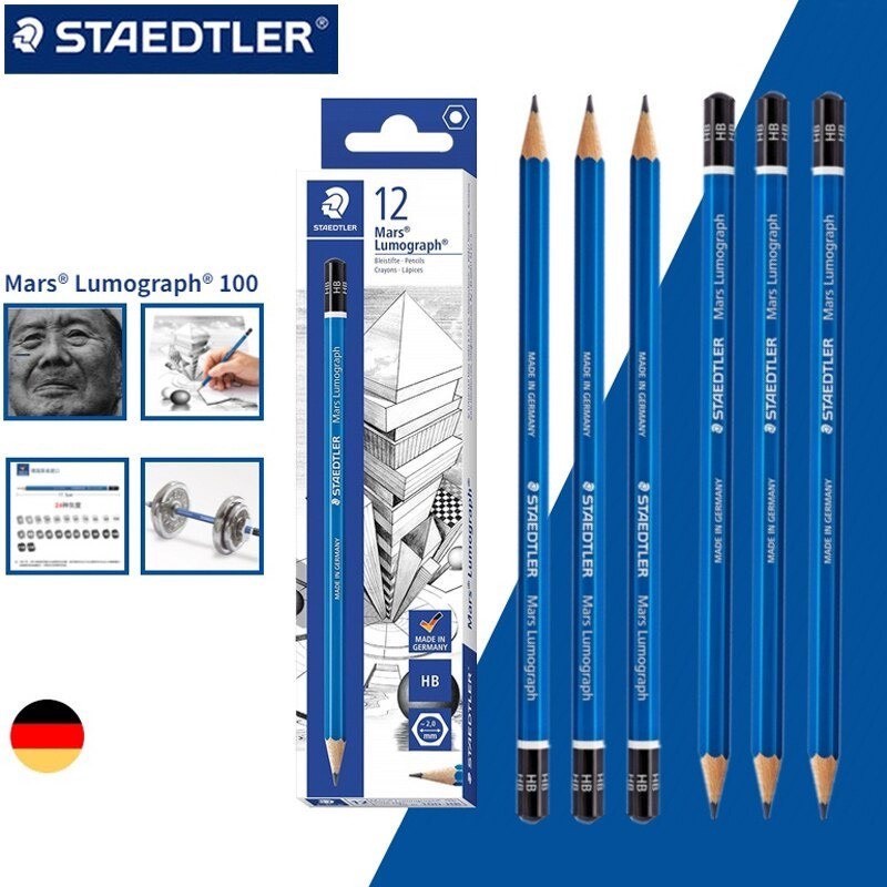 Chì đức bút chì phác thảo staedtler lumograph thân xanh