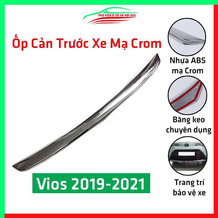 Ốp mí cản trước ô tô mạ Crom Vios 2019-2020 chuẩn form xe, chống trầy xước mui, trang trí xe hơi cực đẹp