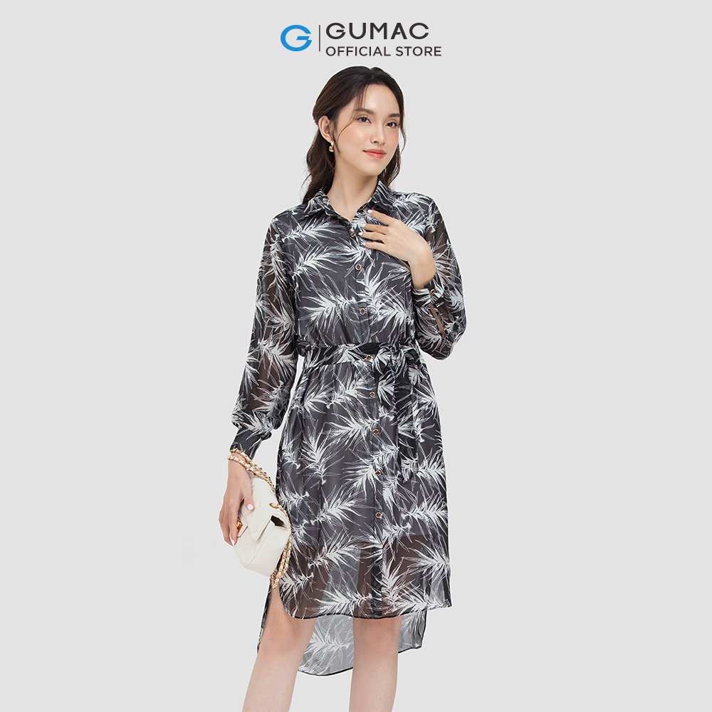 [15 - 17.5 | TẶNG QUÀ đơn từ 499K] Đầm sơ mi GUMAC DC06048 buộc eo
