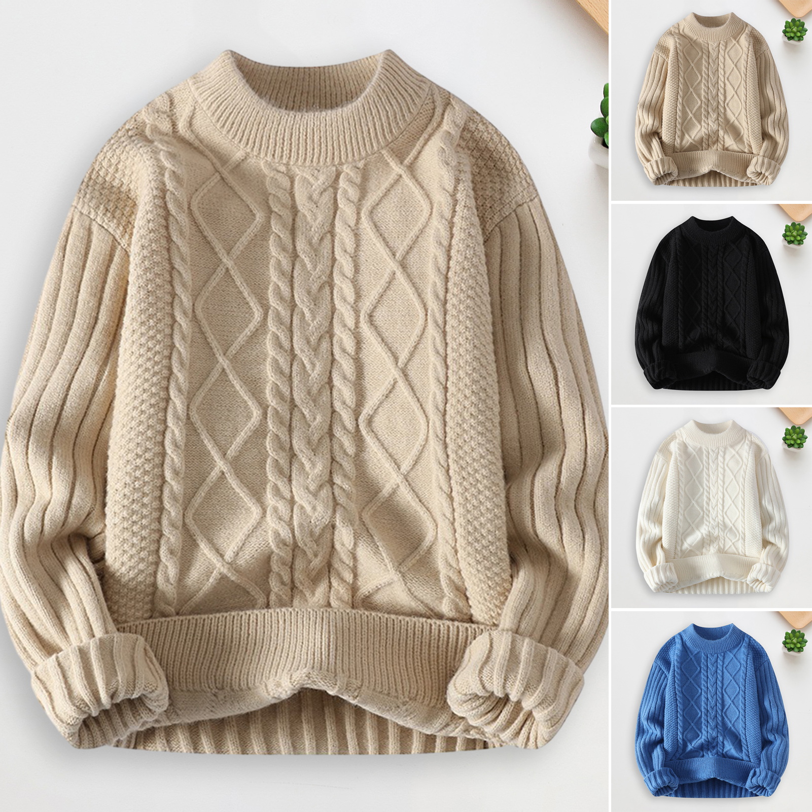 yitu Men Winter Sweater Men Sweater Cozy and Men's Winter Sweater Soft Knit Warm and Anti-pilling Perfect for Fall and711_voghion.com