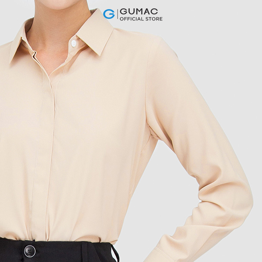 Áo sơ mi nữ GUMAC AC05004 lụa mango giấu nút