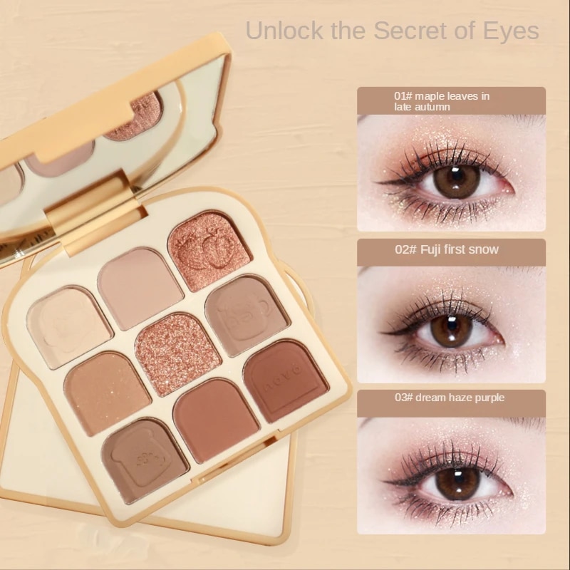 BeliefMelief  Profesional  NOVO Toast 9 Colors Matte Eyeshadow Palette Pearlescent Eye Plate Cute Makeup Palette Female Cosmetic Lasting Nature Beauty. 