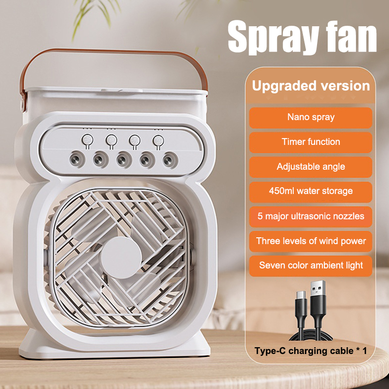Portable 3 In 1 Fan AIr Conditioner Mini Air Cooler LED Night Light Air Humidifier Spray Mist Fan Electric Fan For Office Home. 