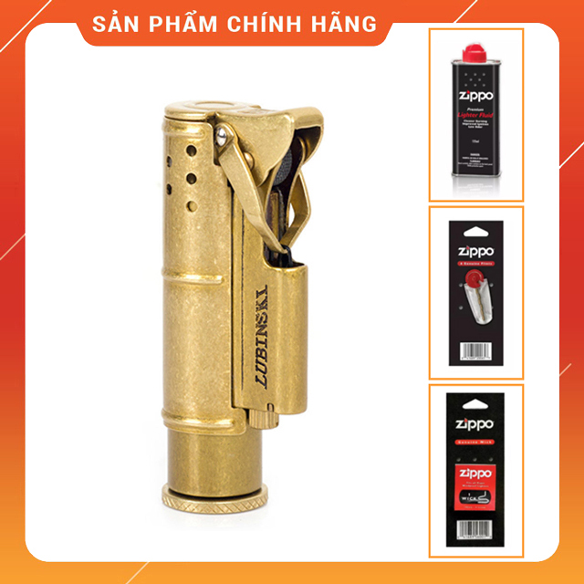 Vỏ Hộp Quẹt Bật Lửa Xăng Đá Lubinski SK23 Thiết Kế Đẹp Độc Lạ - Dùng Xăng Bấc Đá Cao Cấp (KHÔNG XĂNG KHÔNG GAS)