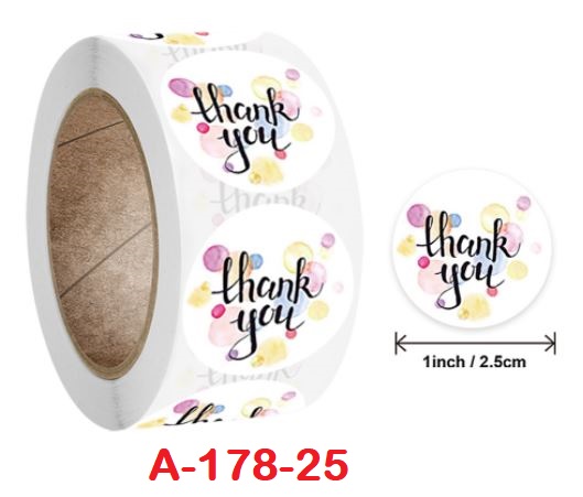 Cuộn 500 miếng dán Sticker "Thank You" - 1 style (đường kính nhãn dán 2,5cm)