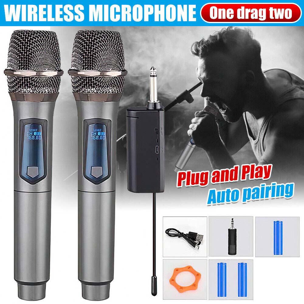 [On Sale] Wireless Microphone UHF Professional Handheld Mic System Receiver for Karaoke