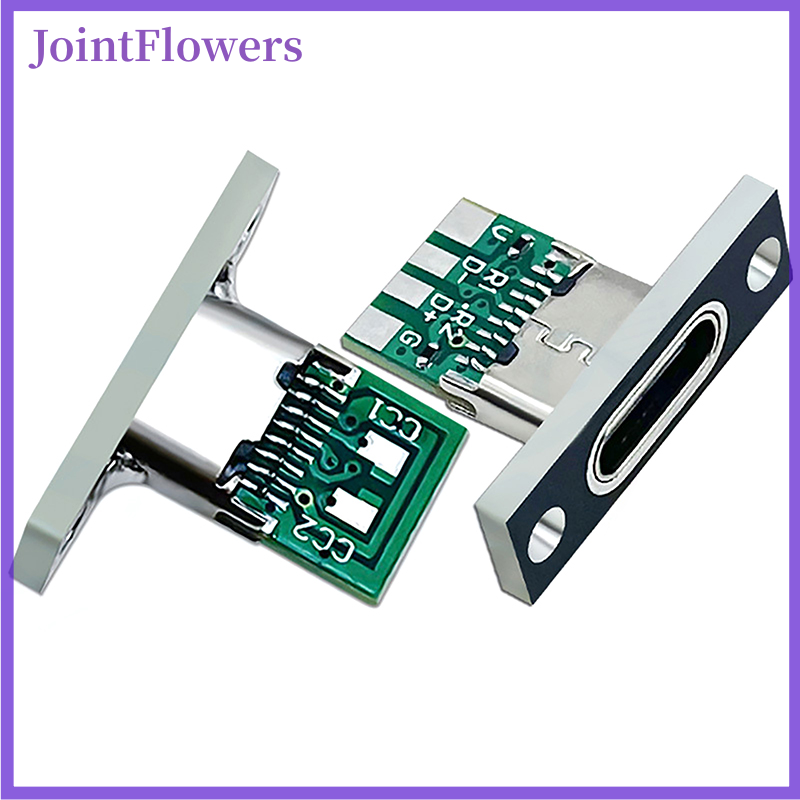 JointFlowers 1pcs Type-C Female Connector Jack Charging Port USB 3.1 Type C Socket With Fixing Plate