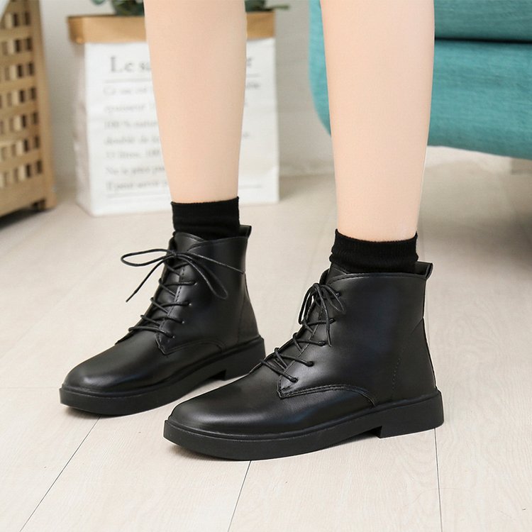 Vshoes bốt martin bốt ngắn cho nữ bốt da nhỏ bốt đơn phong cách anh bốt lót nhung cho nữ