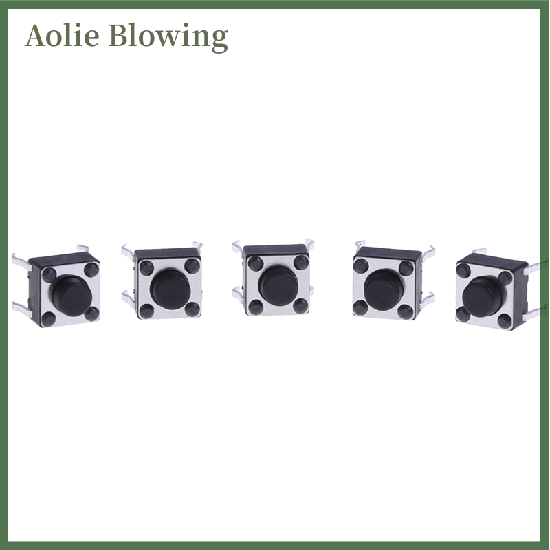 Aolie 20 chiếc công tắc bấm dạng đẩy xúc giác tạm thời siêu nhỏ 6x6x5mm 4 chân tắt