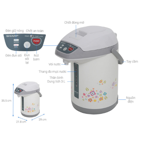 Bình thủy điện Sharp KP-Y32PV-CU(3L)-Hàng Chính Hãng