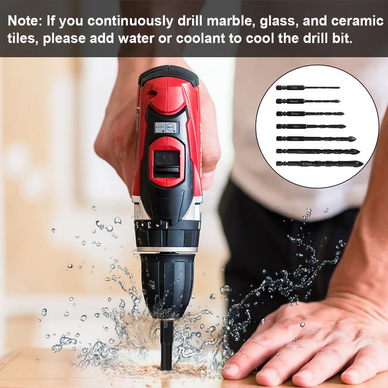 Phổ nề mũi khoan Set 7pcs bê tông mũi khoan Set thép nề mũi khoan Set Đầu chữ thập 4-Edge khoan gạch mũi khoan cho dùi bằng gốm bê tông mũi khoan Set