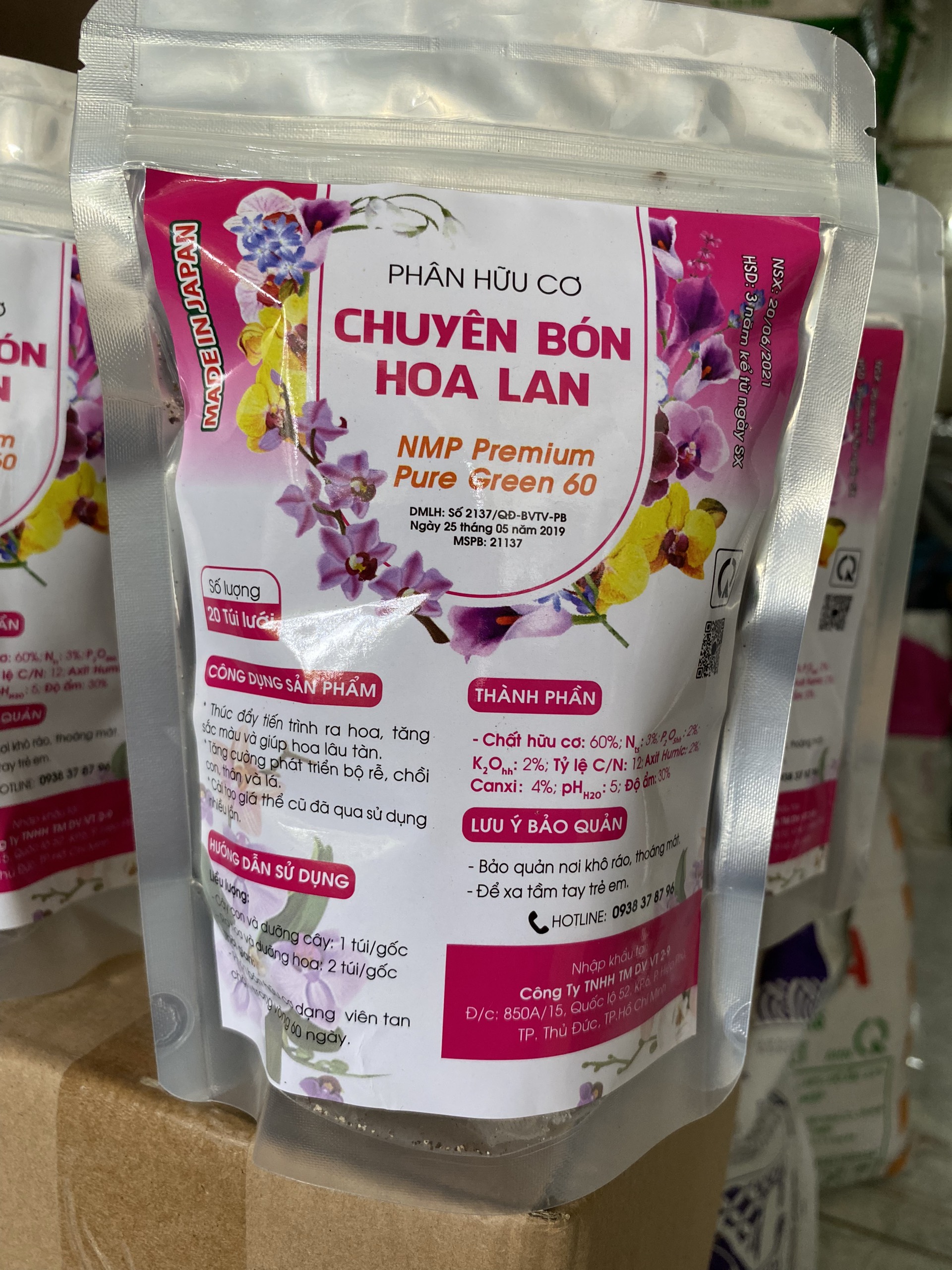 [HCM] Phân hữu cơ NHẬT tan chậm chuyên bón cho HOA LAN (20 túi lưới)