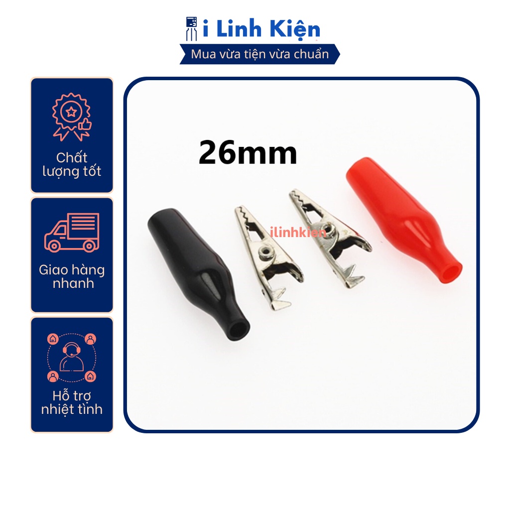 Đôi kẹp cá sấu nhỏ 26mm chất lượng tốt (1 đen + 1 đỏ)