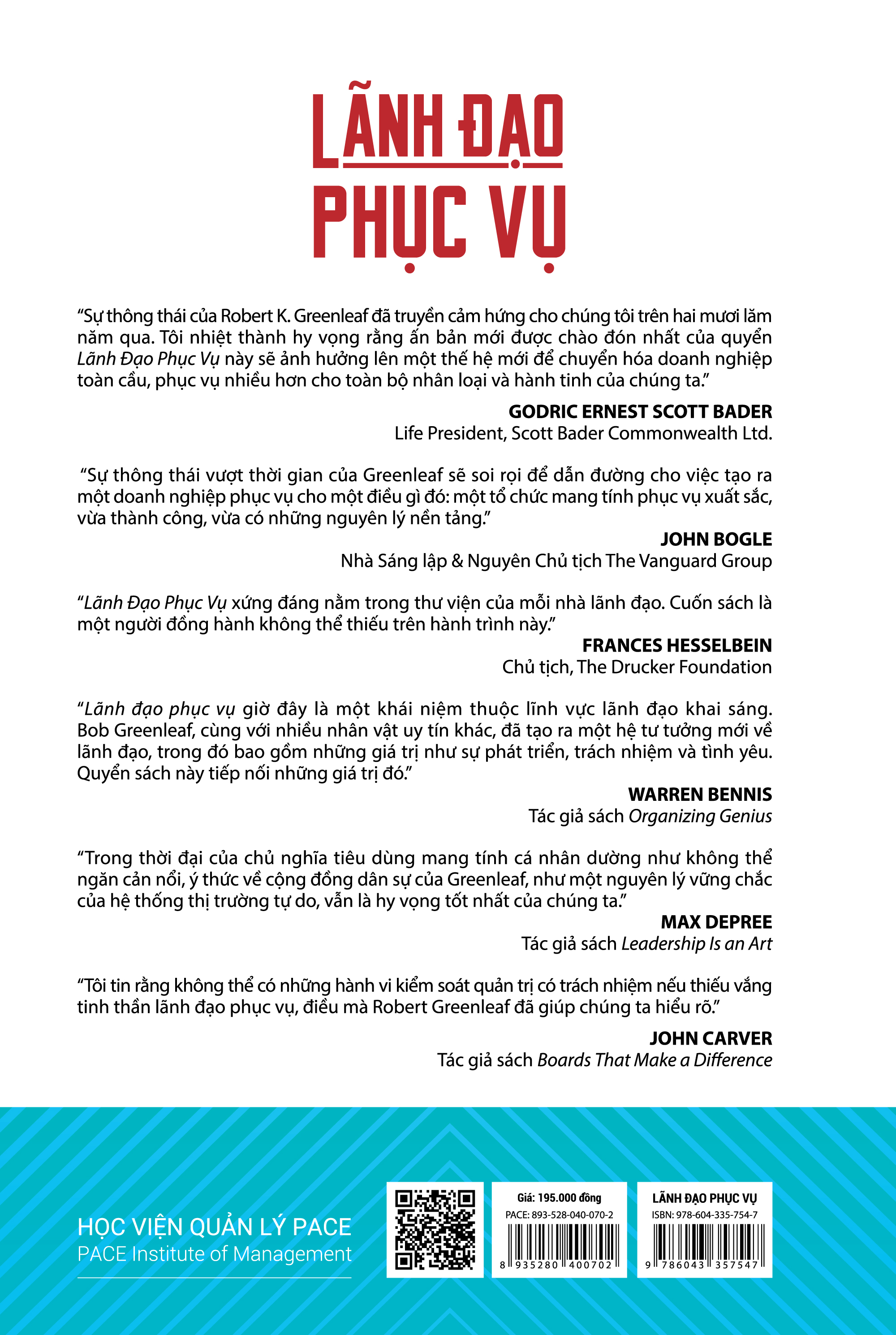 Sách - Lãnh Đạo Phục Vụ (Servant Leadership) - Robert K. Greenleaf - PACE Books